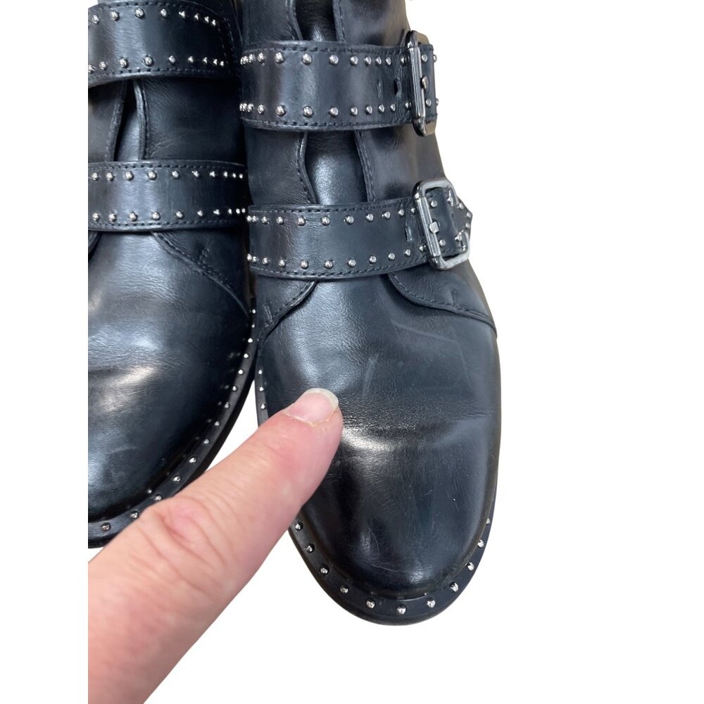 Paul Green Womans Black leather studed moto ankle boots sz 5.5 SKU 9631 - Picture 13 of 16